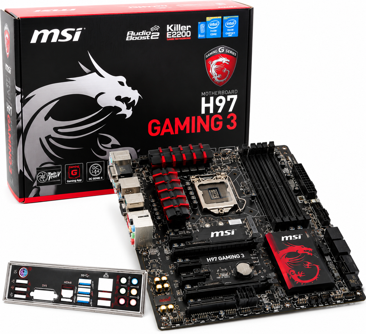 MSI H97 GAMING 3 motherboard with box and I/O shield