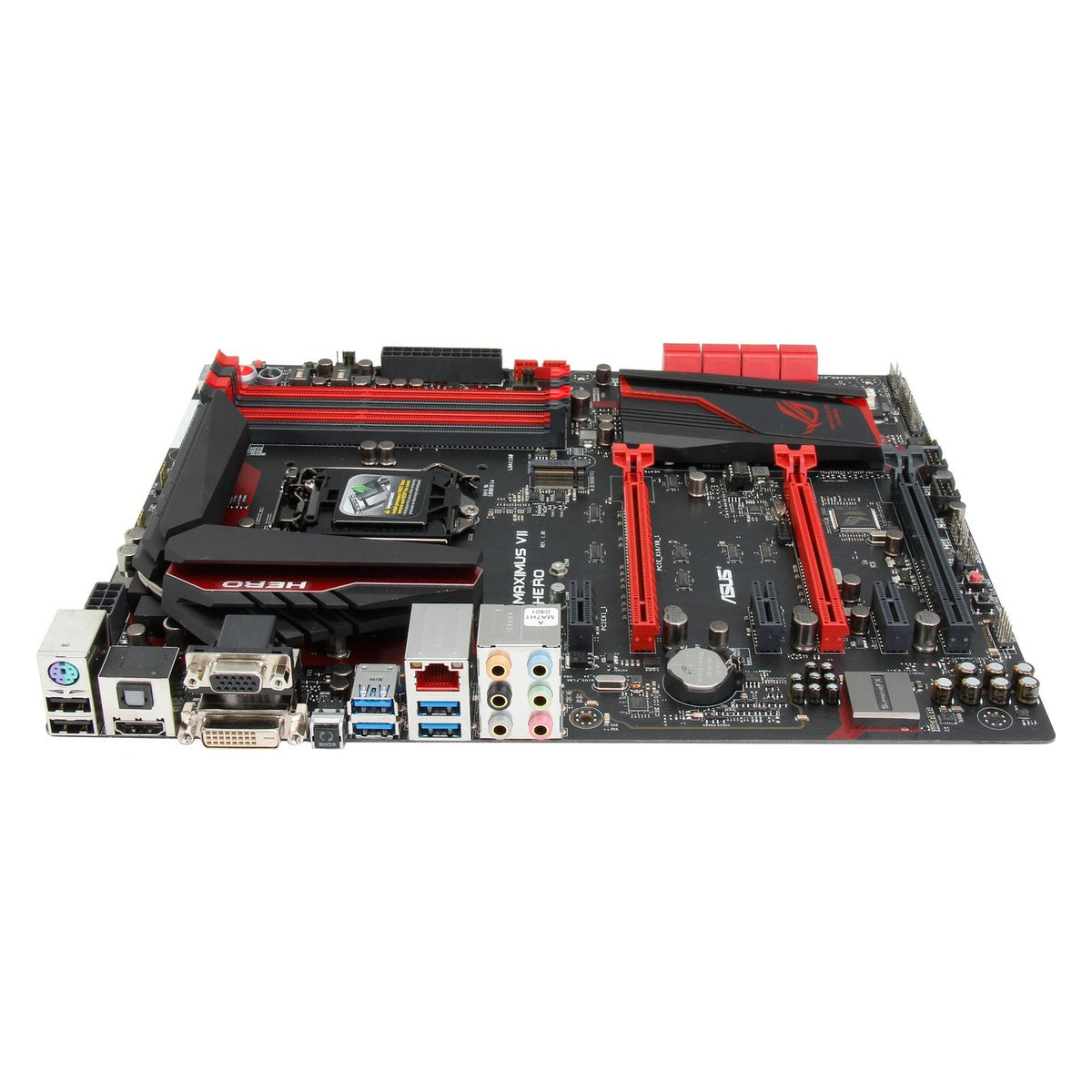 ASUS ROG Maximus VII Hero Z97 motherboard — rear ports stock image