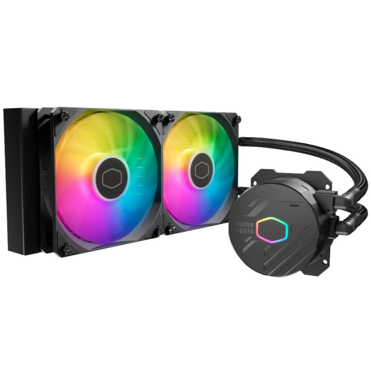Cooler Master MasterLiquid 240L Core ARGB 240mm black liquid cooler with two ARGB fans and pump - primary image