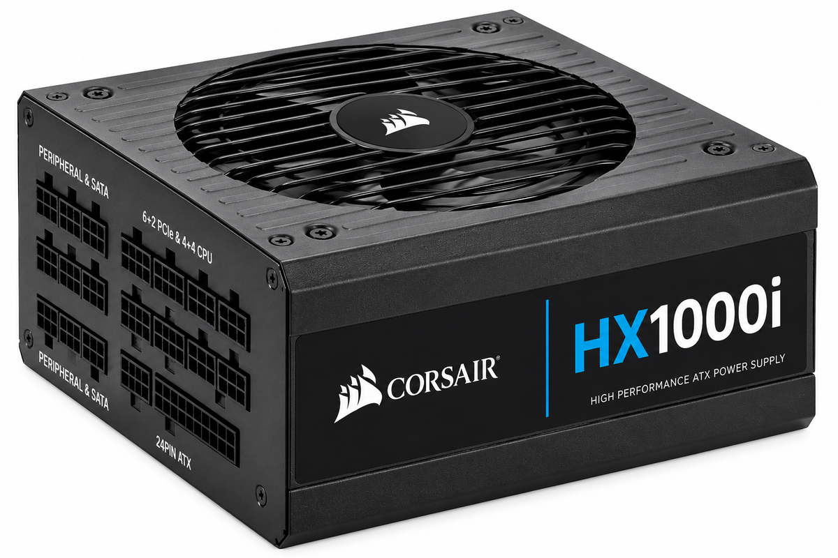 Corsair HX1000i 1000W fully modular power supply illustration - PSU only