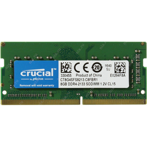 Crucial 8GB DDR4-2133 SO-DIMM laptop RAM straight front view