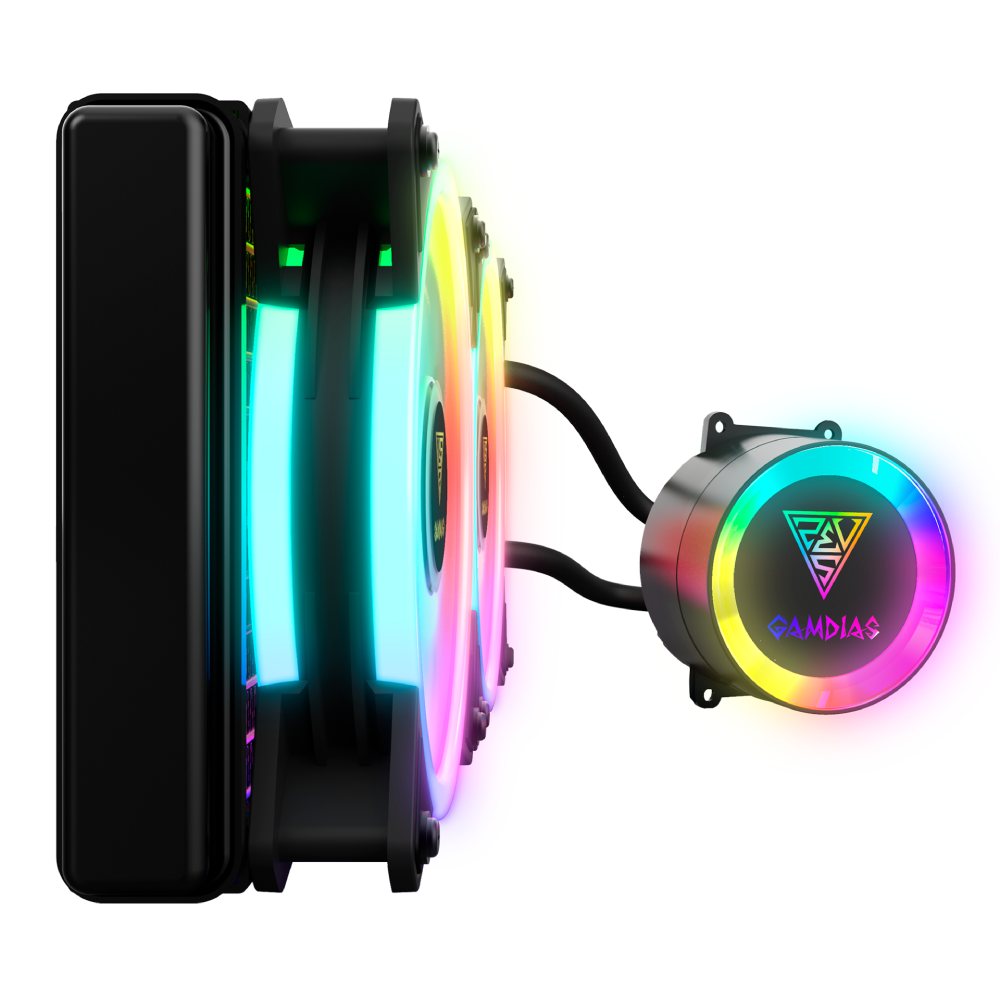GAMDIAS CHIONE M2-240R 240mm ARGB AIO cooler side view