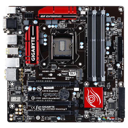 Gigabyte GA-Z97MX-Gaming 5 motherboard stock photo front view