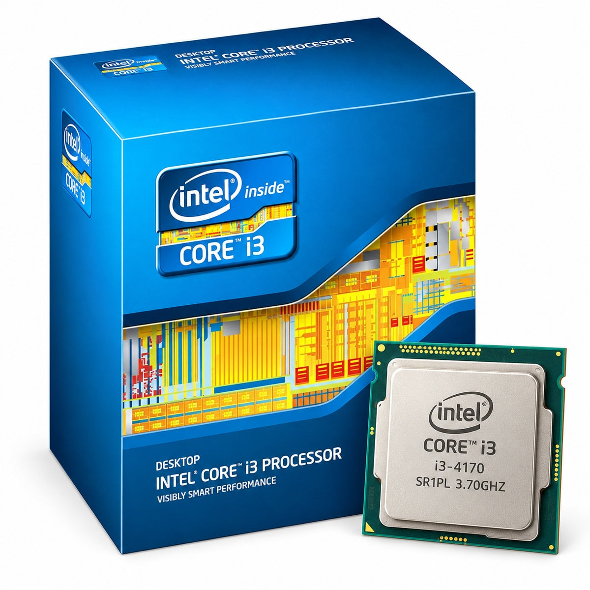 Intel Core i3-4170 processor with Core i3 box – illustration
