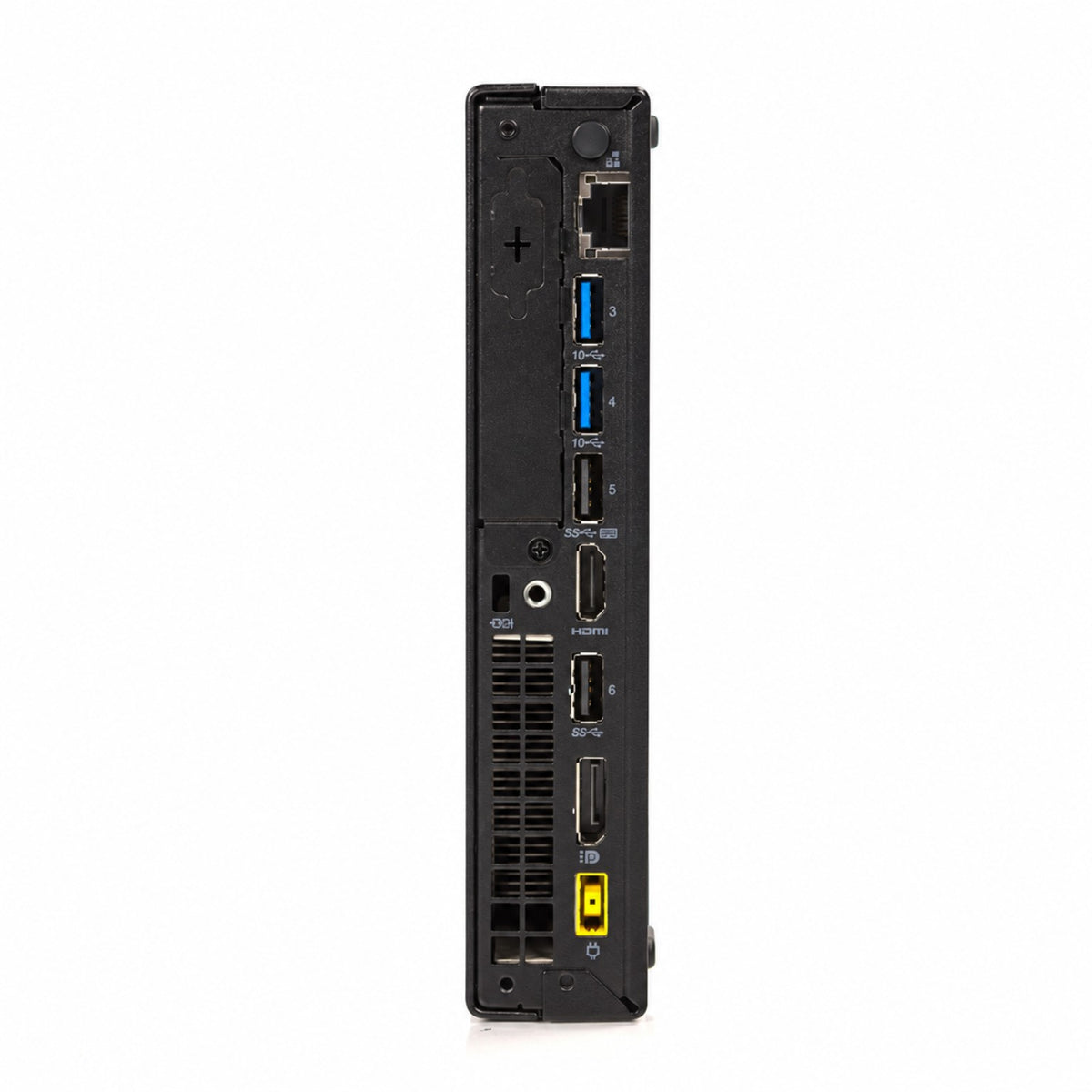 Lenovo ThinkCentre M720q rear view without antenna or optional additional DisplayPort