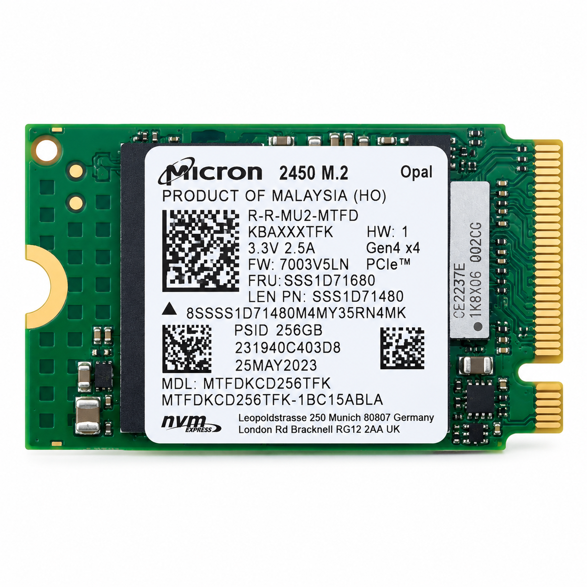 Micron 2450 256GB M.2 2230 PCIe 4.0 x4 NVMe SSD
