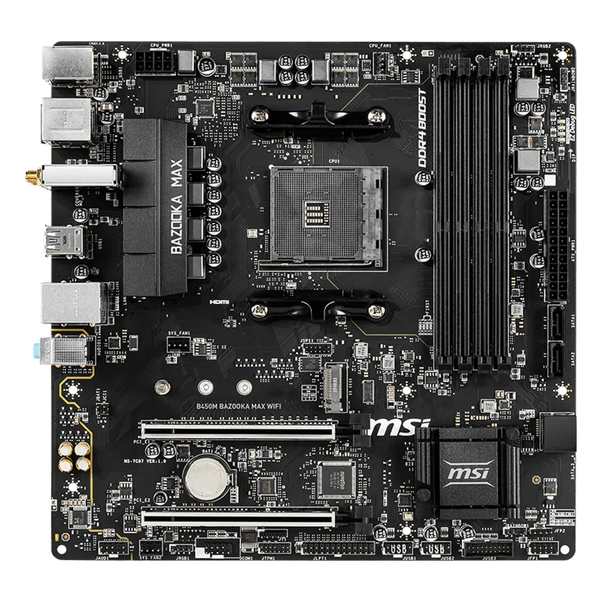 MSI B450M BAZOOKA MAX WIFI front view