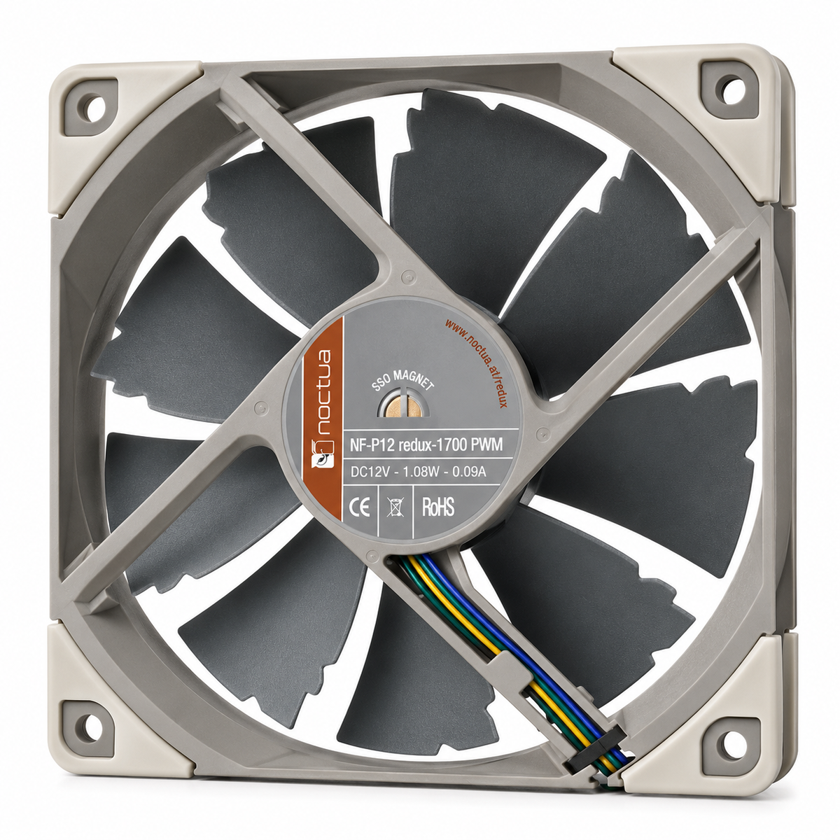Noctua NF-P12 redux-1700 PWM 120mm cooling fan rear view