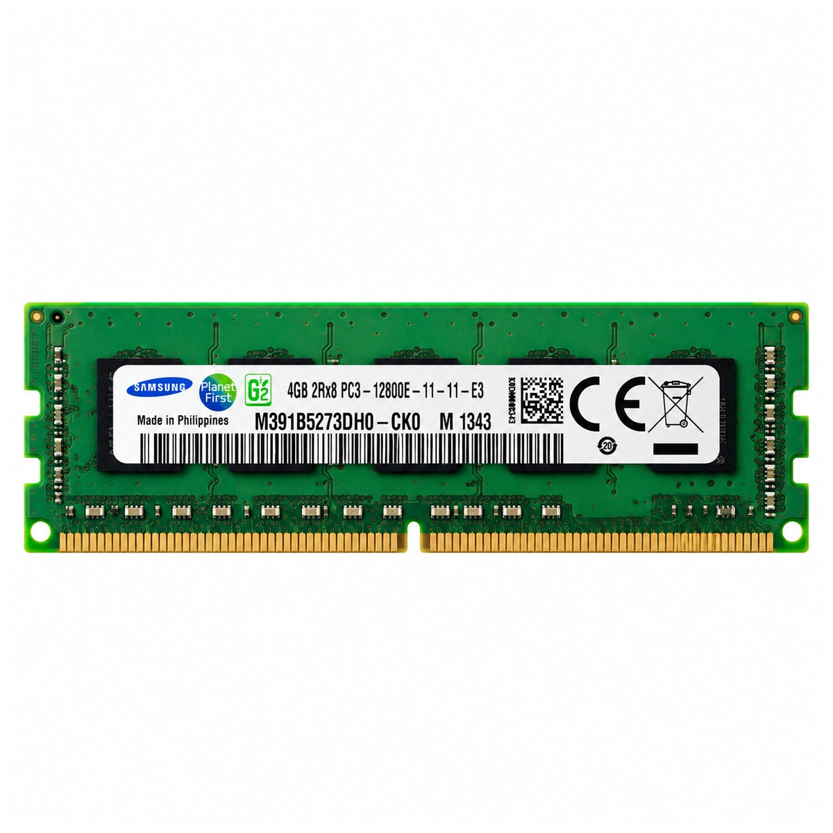 Samsung 4GB DDR3-1600 2Rx8 ECC Unbuffered RAM M391B5273DH0-CK0 front view