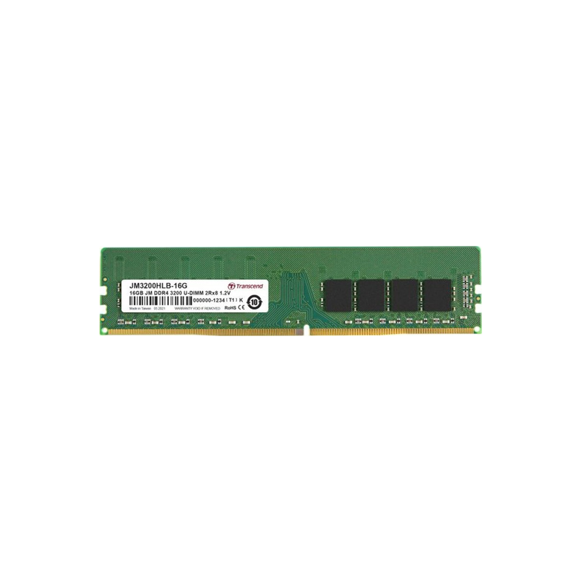 Transcend JetRam JM3200HLB-16G 16GB DDR4-3200 desktop RAM — front specification label