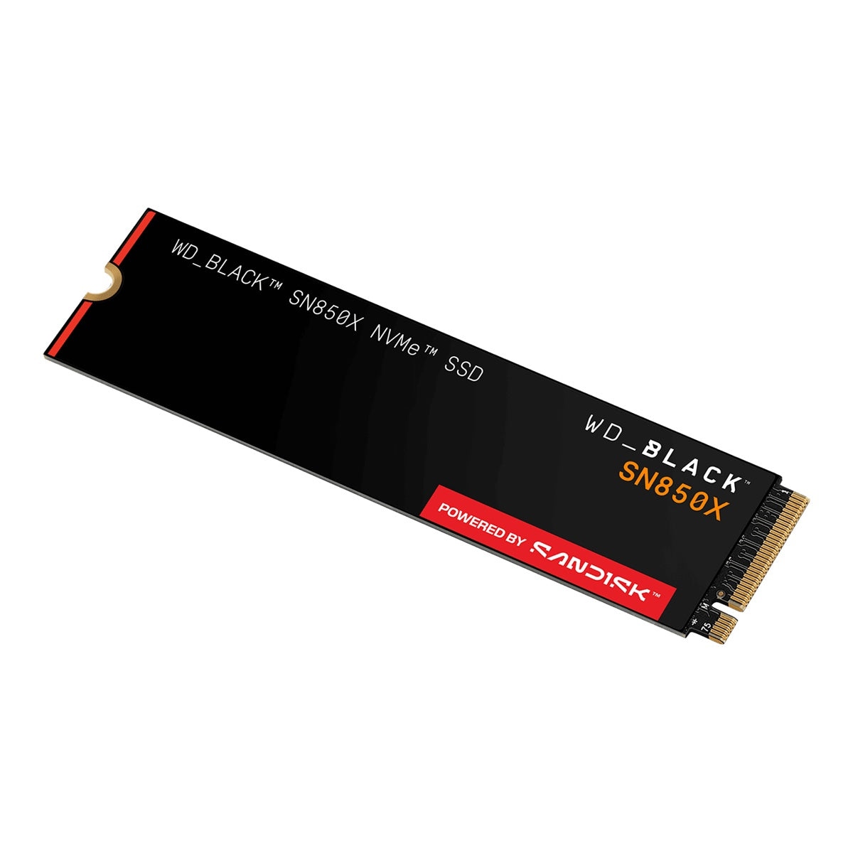 WD_BLACK SN850X NVMe SSD without heatsink – angled manufacturer stock image