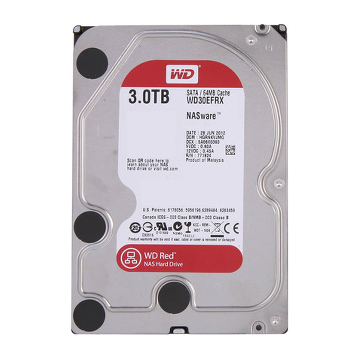 WD Red 3TB WD30EFRX NAS hard drive — front label view