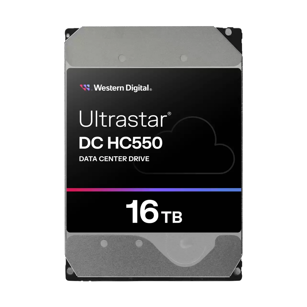 Western Digital Ultrastar DC HC550 16TB SATA hard drive straight front view