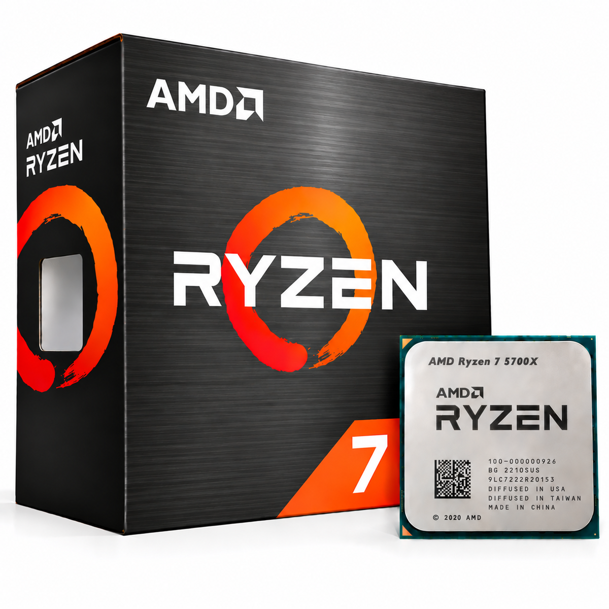 AMD Ryzen 7 5700X Desktop Processor box and CPU clean image