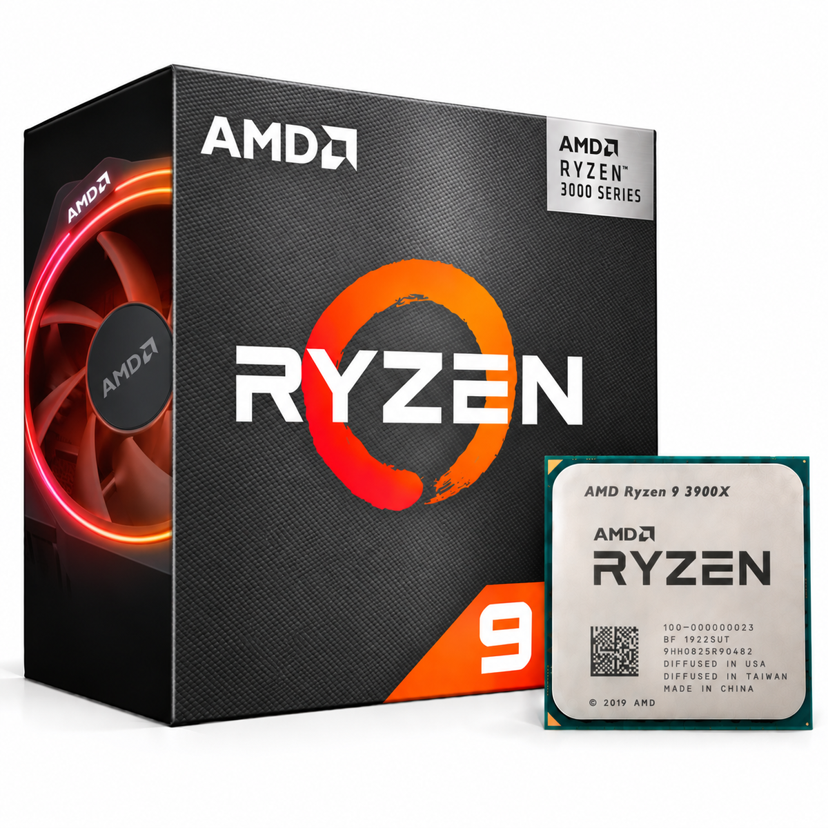 AMD Ryzen 9 3900X box and CPU clean image
