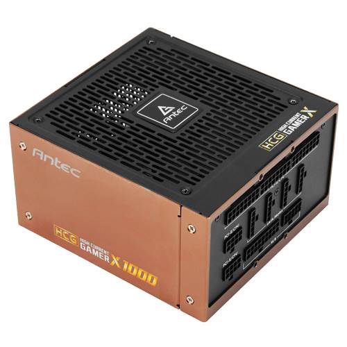 Antec HCG1000 Extreme copper and black 1000W PSU angle view