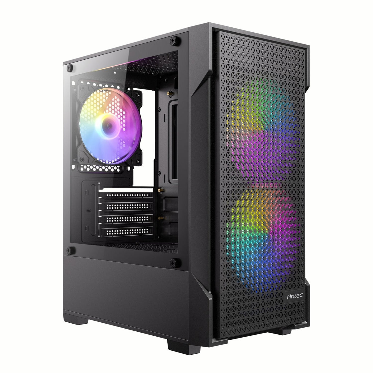 Antec VX100M ARGB black Micro-ATX case view 1