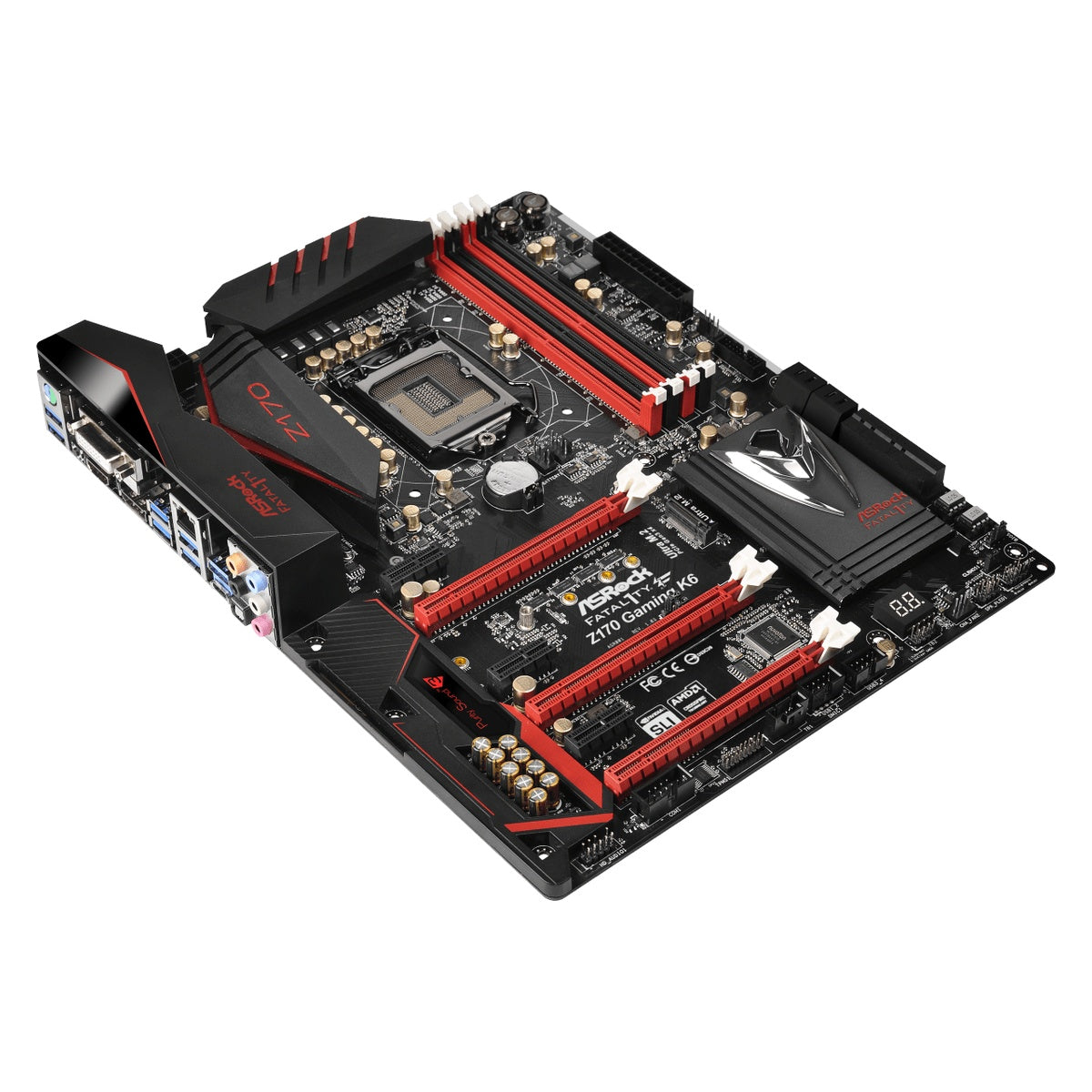 ASRock Fatal1ty Z170 Gaming K6 motherboard angled view – stock image