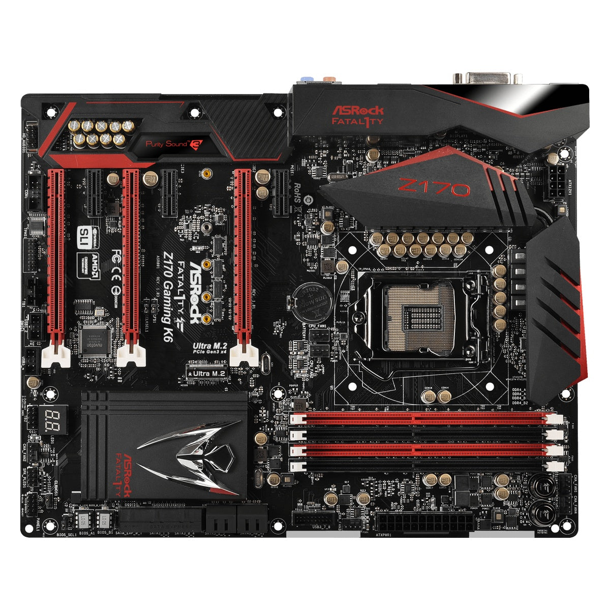 ASRock Fatal1ty Z170 Gaming K6 motherboard front view – stock image