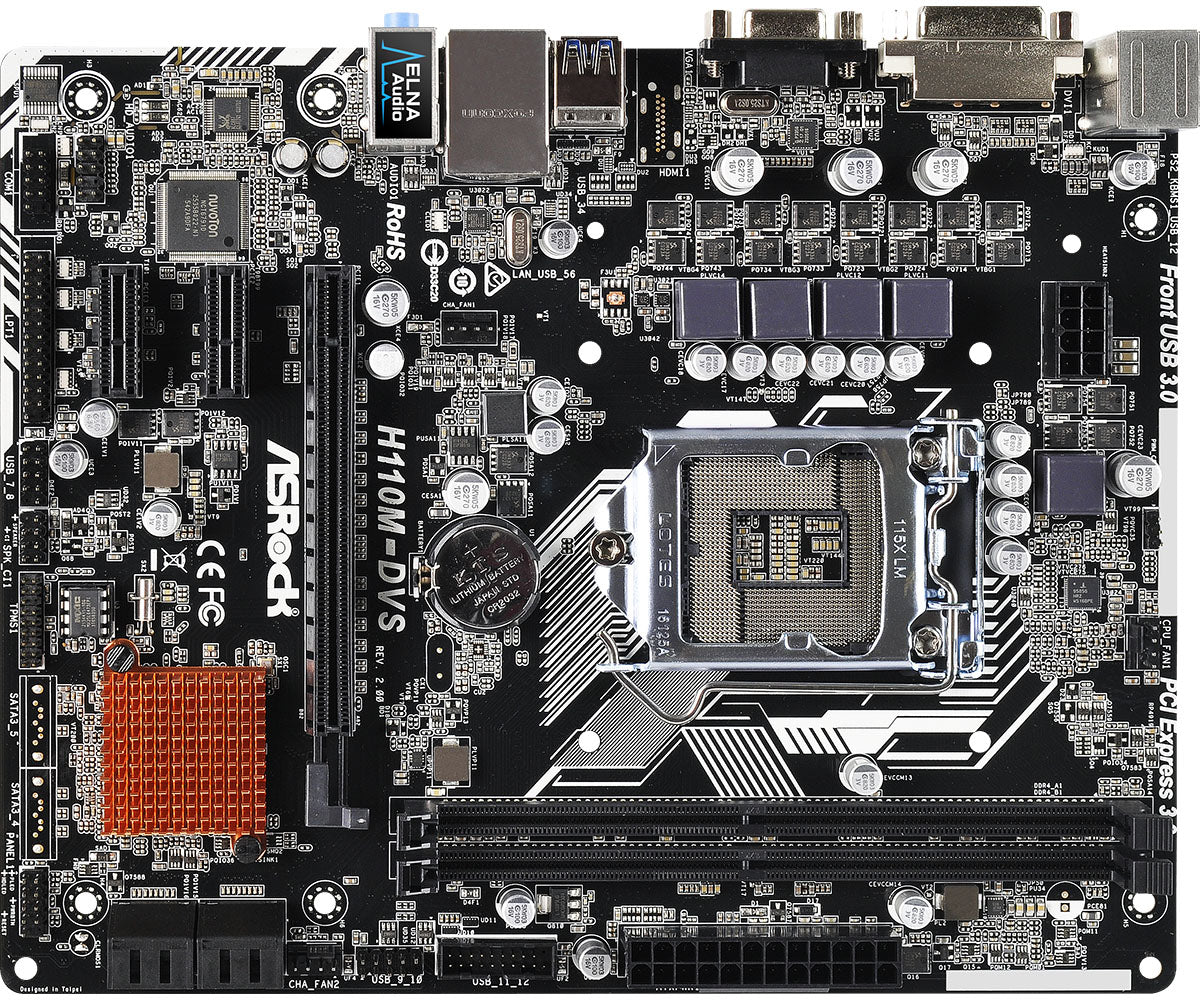 ASRock H110M-DVS motherboard front view