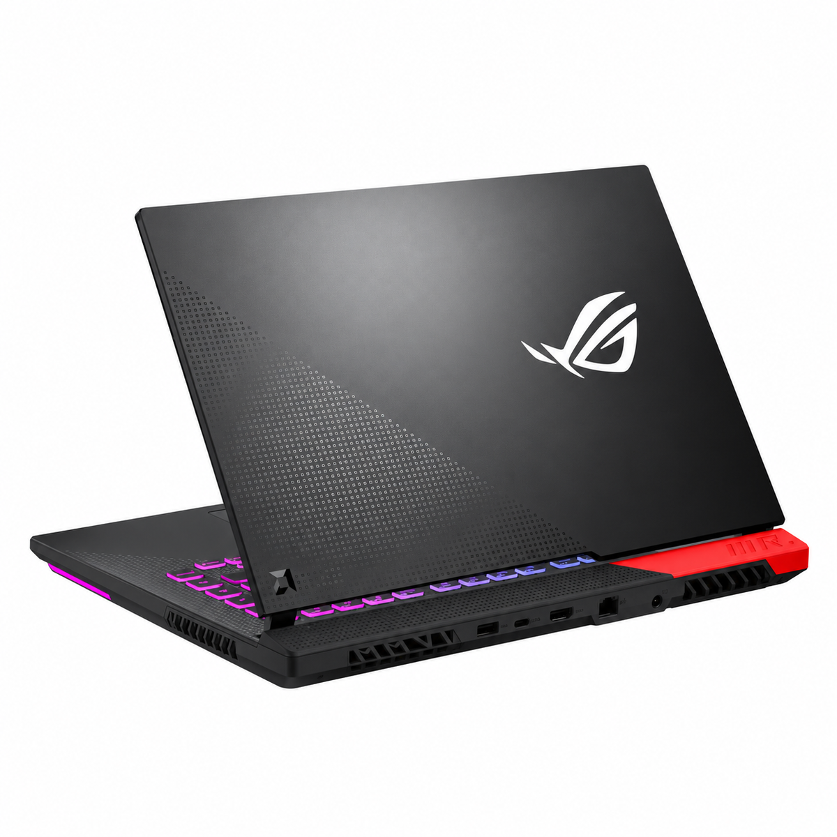 ASUS ROG Strix G15 Advantage Edition – rear-left stock illustration; supplied keyboard is English/Arabic