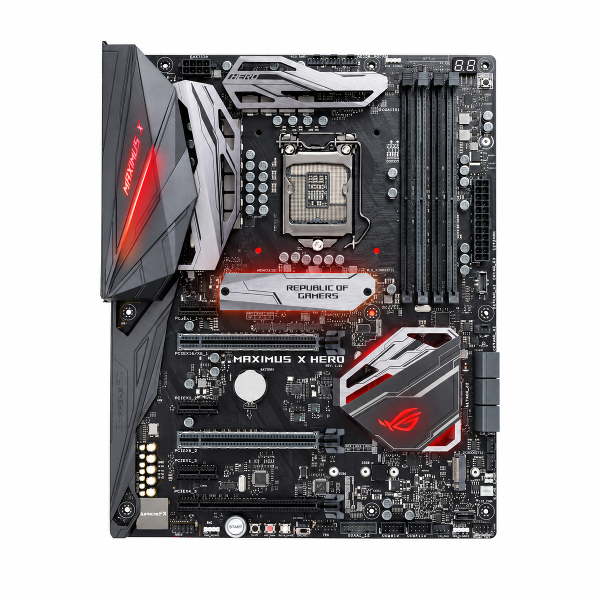 ASUS ROG Maximus X Hero non-Wi-Fi motherboard — front stock image