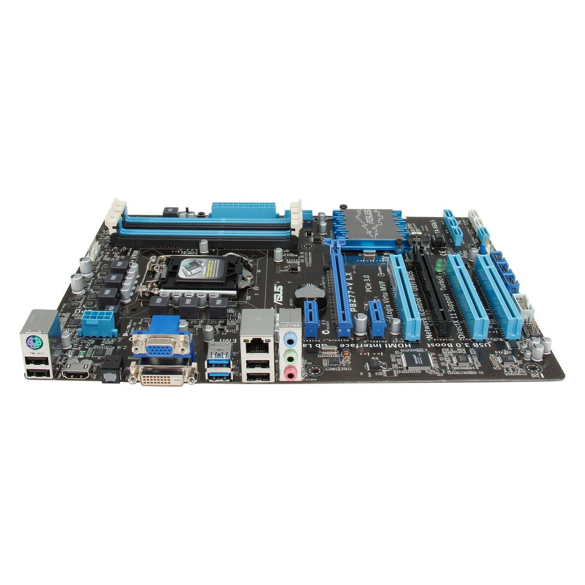 ASUS P8Z77-V LX Z77 motherboard — rear ports stock image