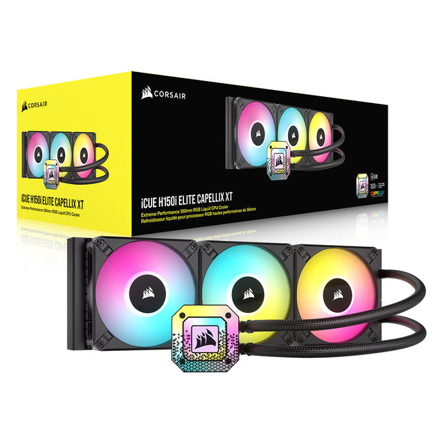 Corsair iCUE H150i Elite Capellix XT 360mm cooler with retail box