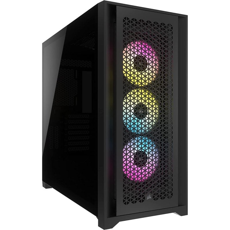 Corsair iCUE 5000D RGB Airflow black PC case original RGB fans stock image