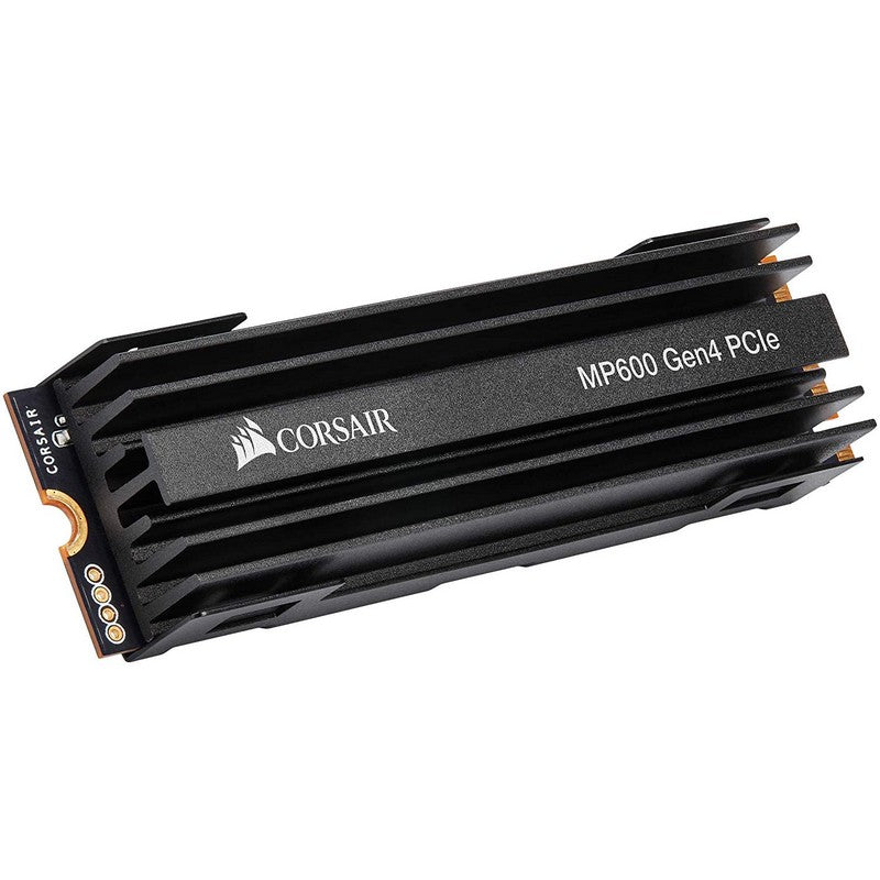 Corsair Force MP600 1TB Gen4 NVMe SSD with heatsink angled product view