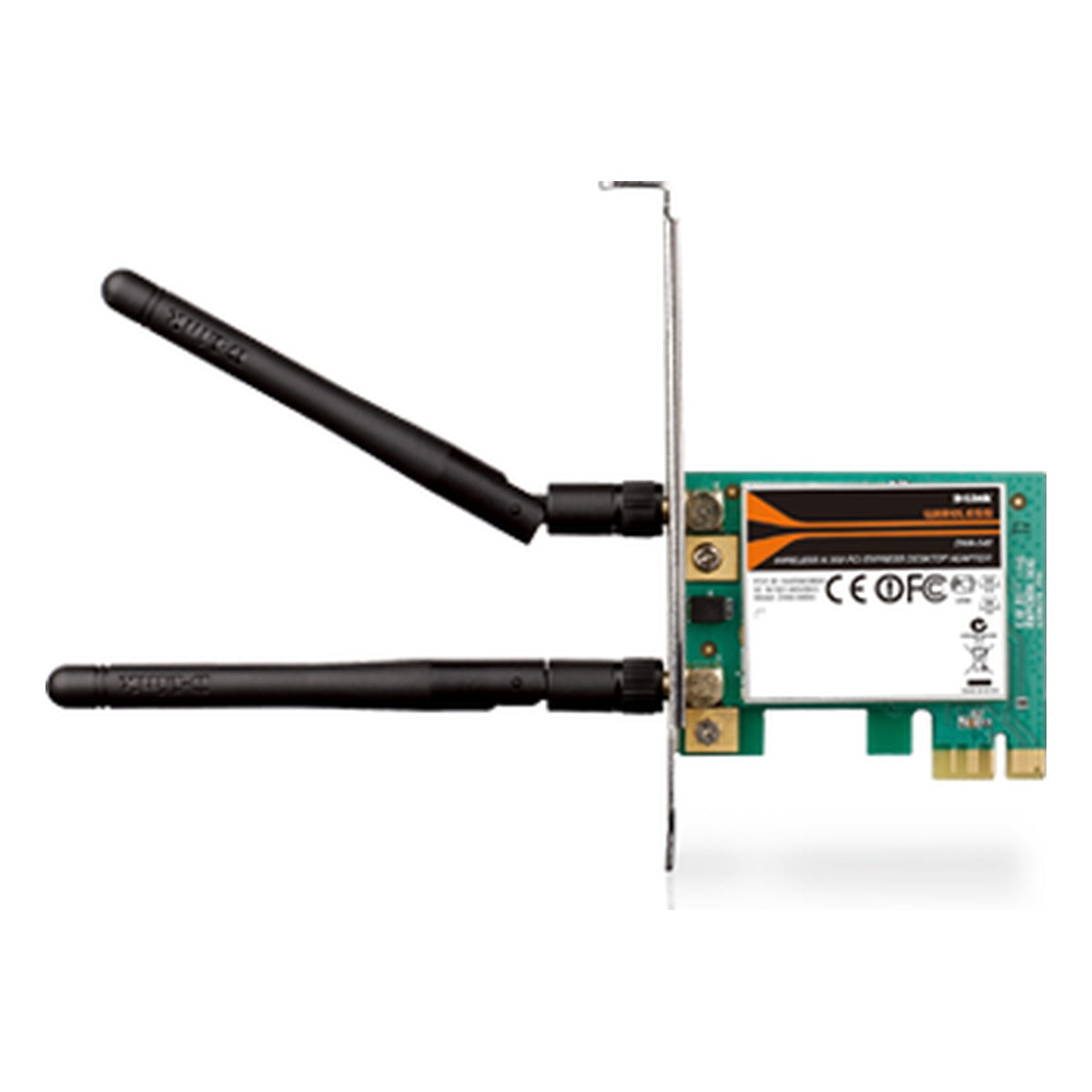 D-Link DWA-548 Wi-Fi card with two detachable antennas – front stock image