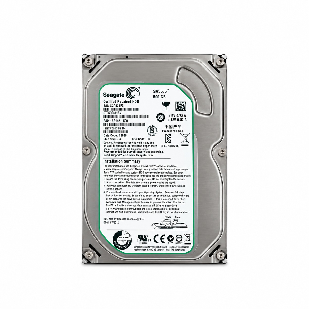 Seagate SV35.5 500GB 7200RPM 3.5-inch SATA Surveillance HDD