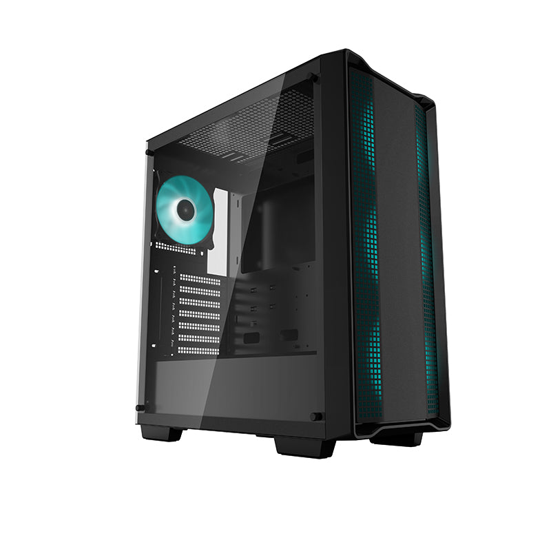 DeepCool CC560 V1 Black PC case front angle view