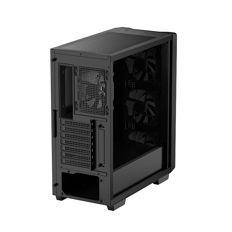 DeepCool CC560 V1 Black PC case rear angle view