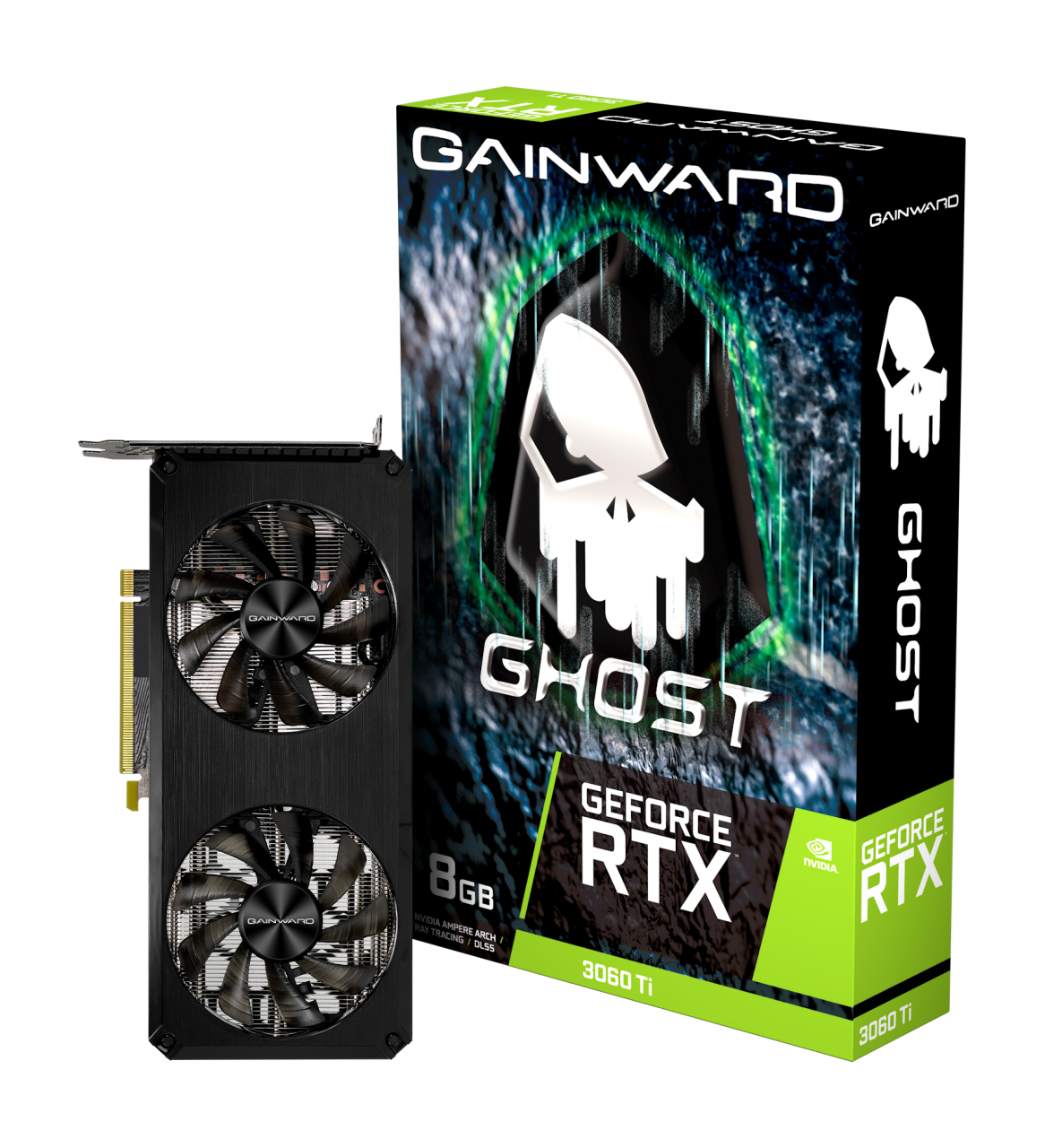 Gainward GeForce RTX 3060 Ti Ghost 8GB graphics card box-and-card view