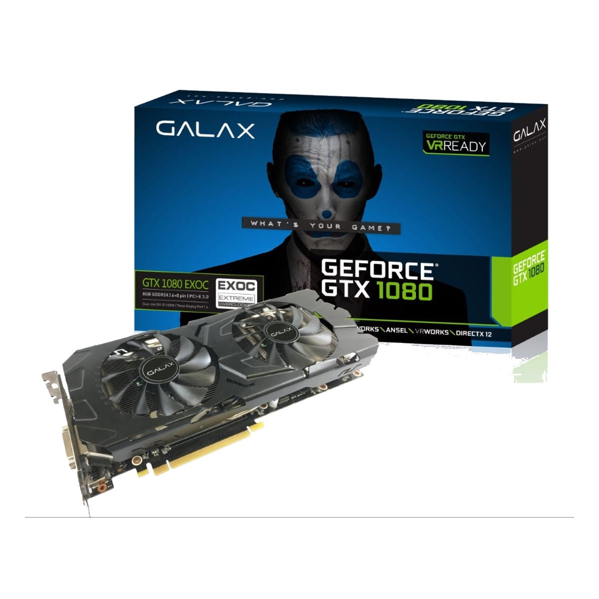 GALAX GTX 1080 EXOC primary view, white background