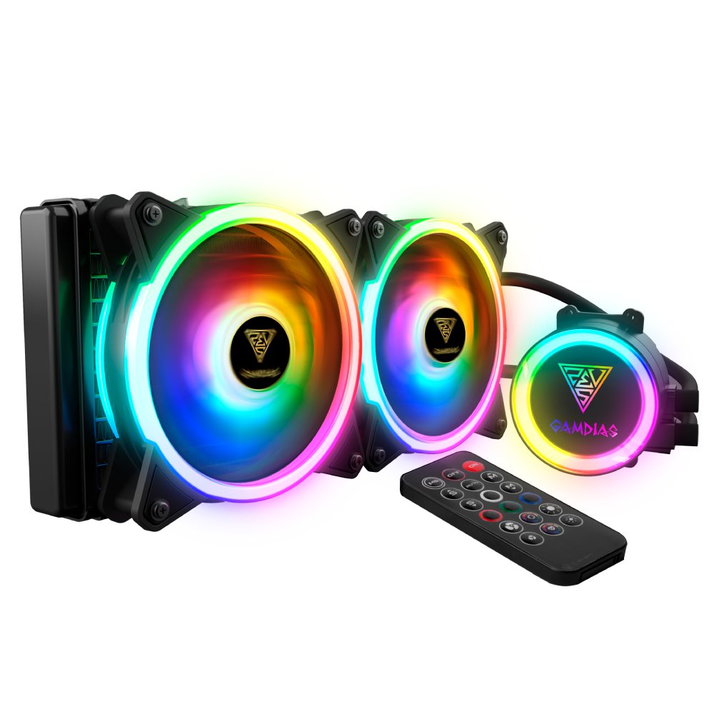 GAMDIAS CHIONE M2-240R 240mm ARGB AIO cooler front view