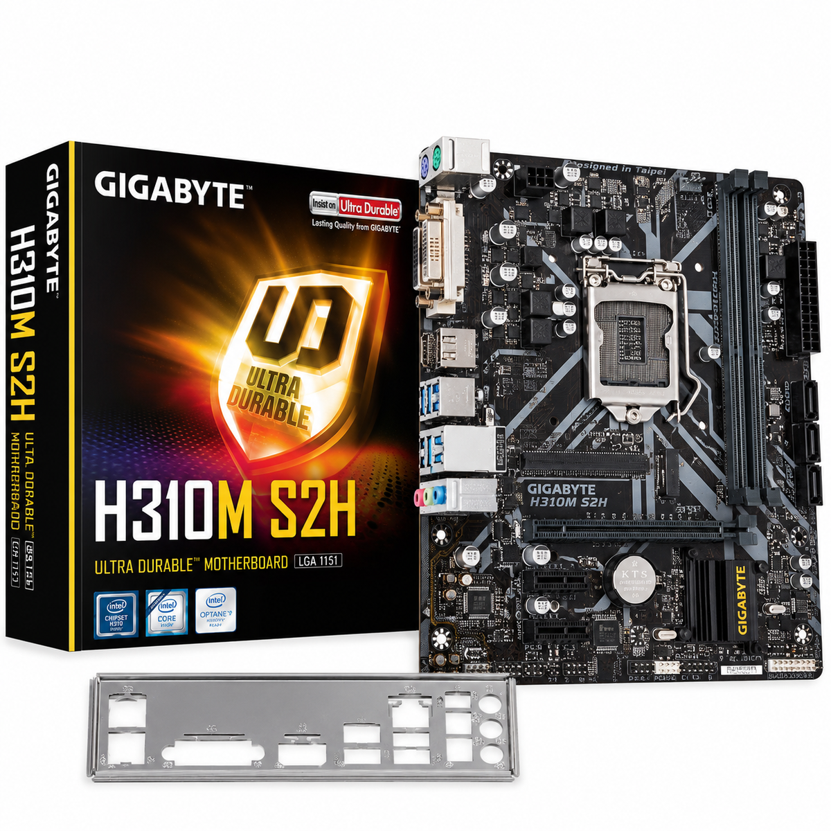 Gigabyte H310M S2H LGA1151 motherboard with I/O shield