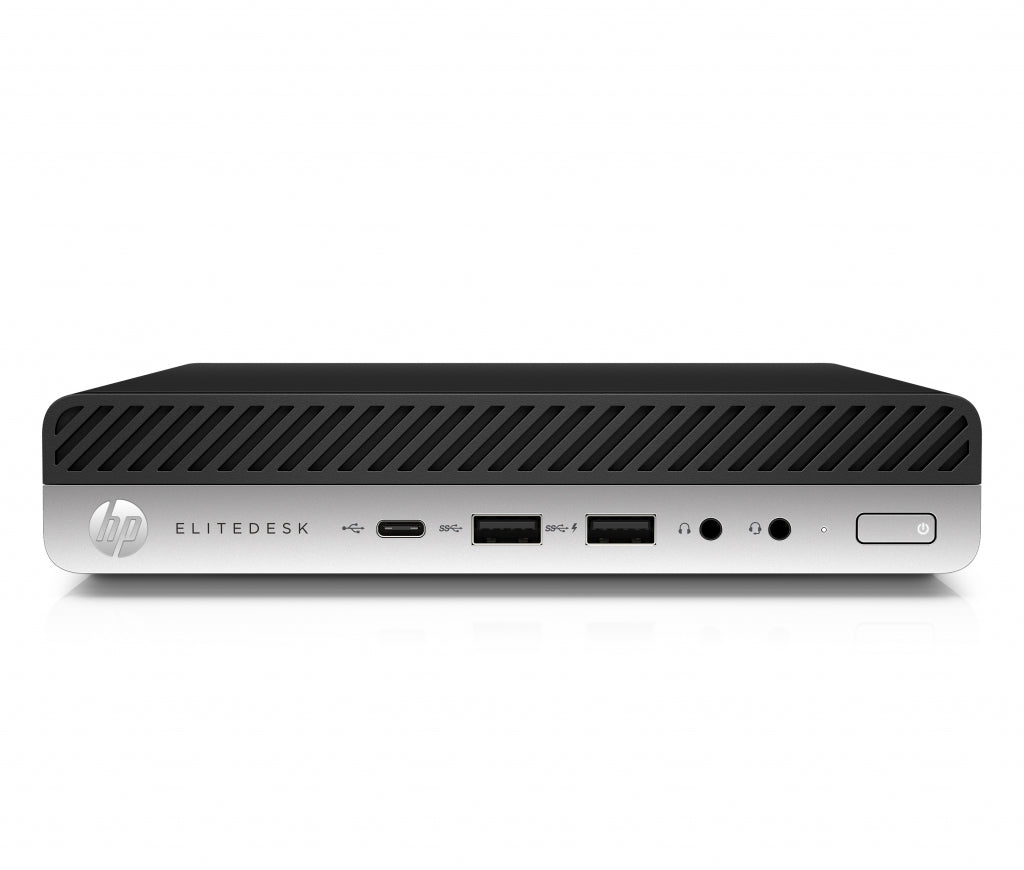 HP EliteDesk 705 G4 Desktop Mini front stock image on white background