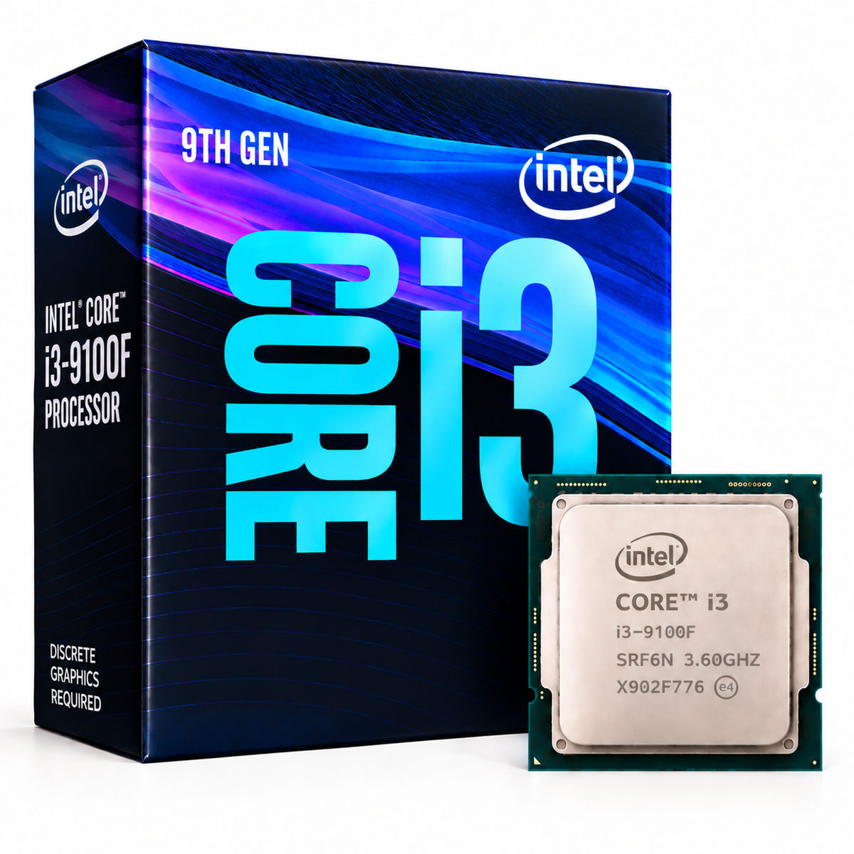 Intel Core i3-9100F processor with 9th Gen Intel Core i3 retail box