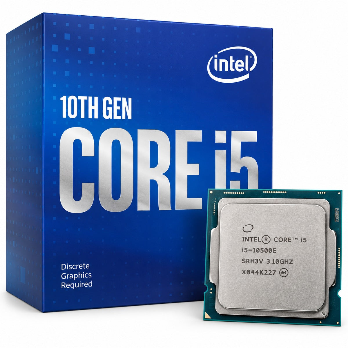 Illustrative Intel Core i5-10500E processor with Intel Core i5 box