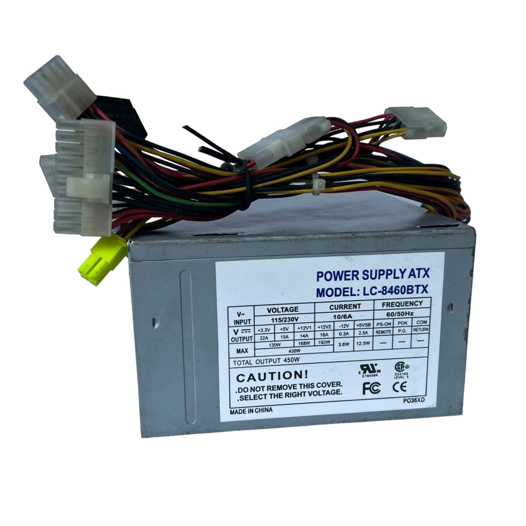 L&C LC-8460BTX 450W ATX desktop power supply with attached cables