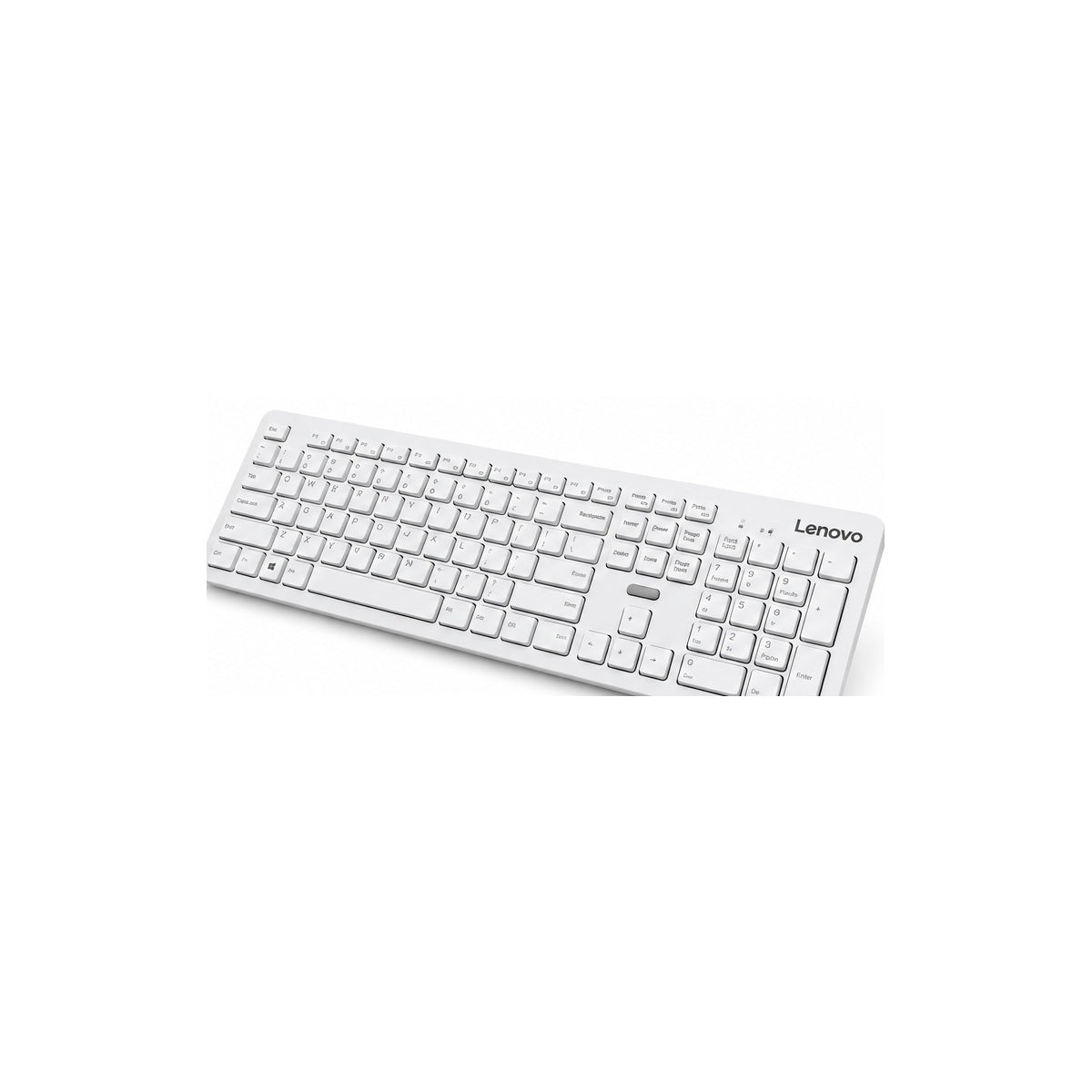 Lenovo KN220 white wireless keyboard angled view