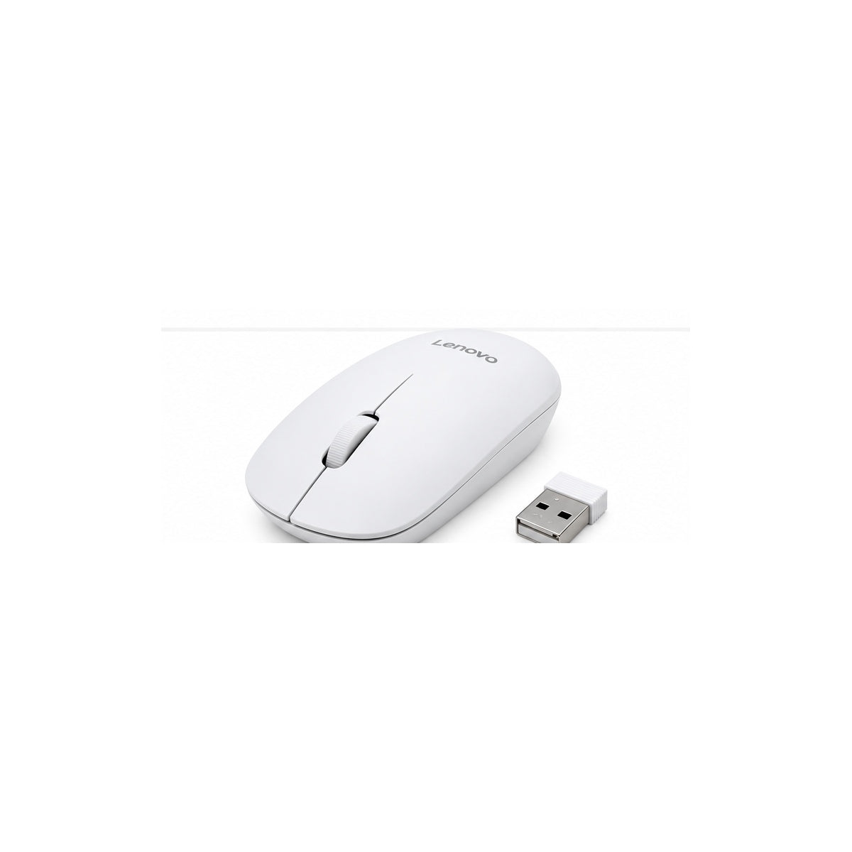 Lenovo KN220 white wireless mouse and USB receiver