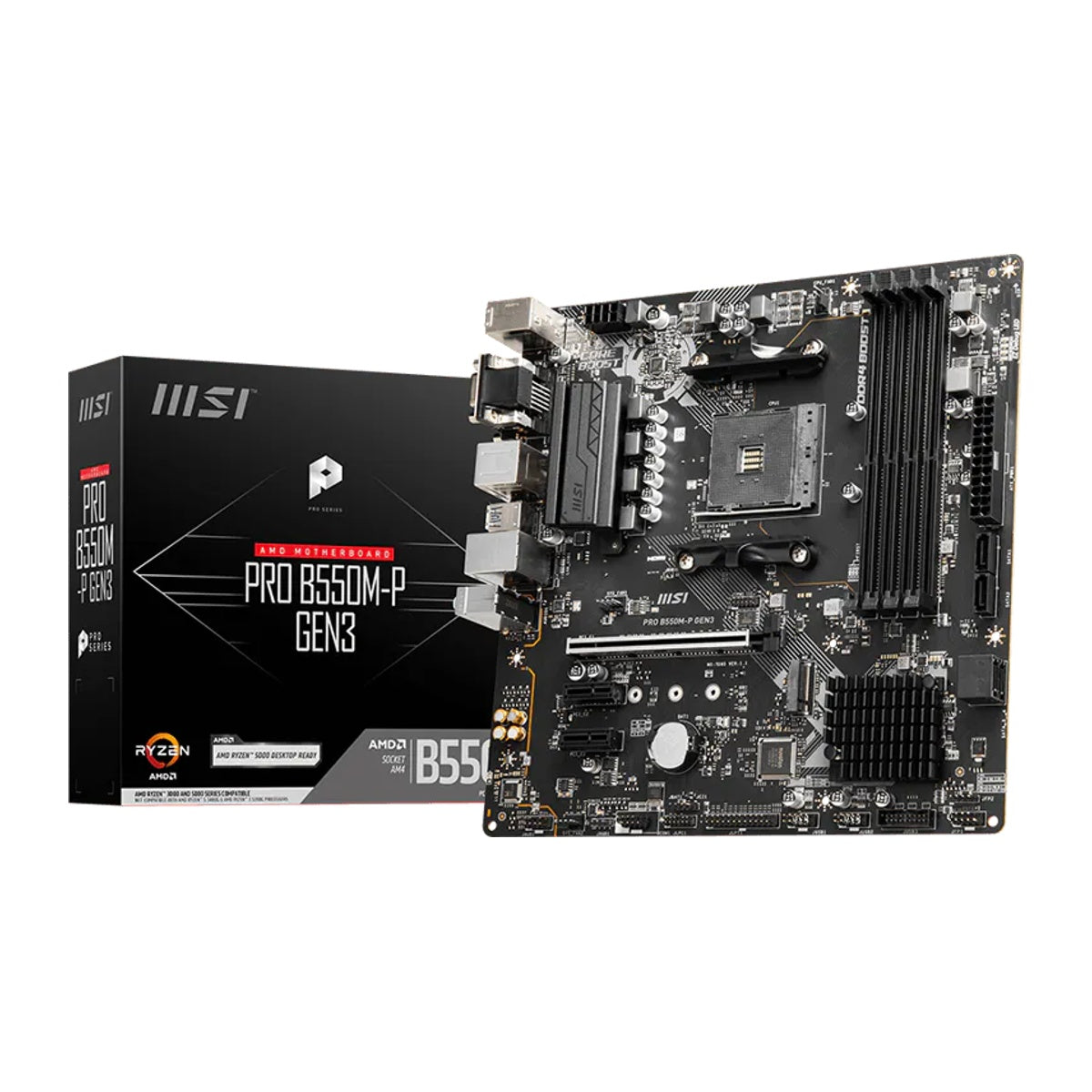 MSI PRO B550M-P GEN3 motherboard and box