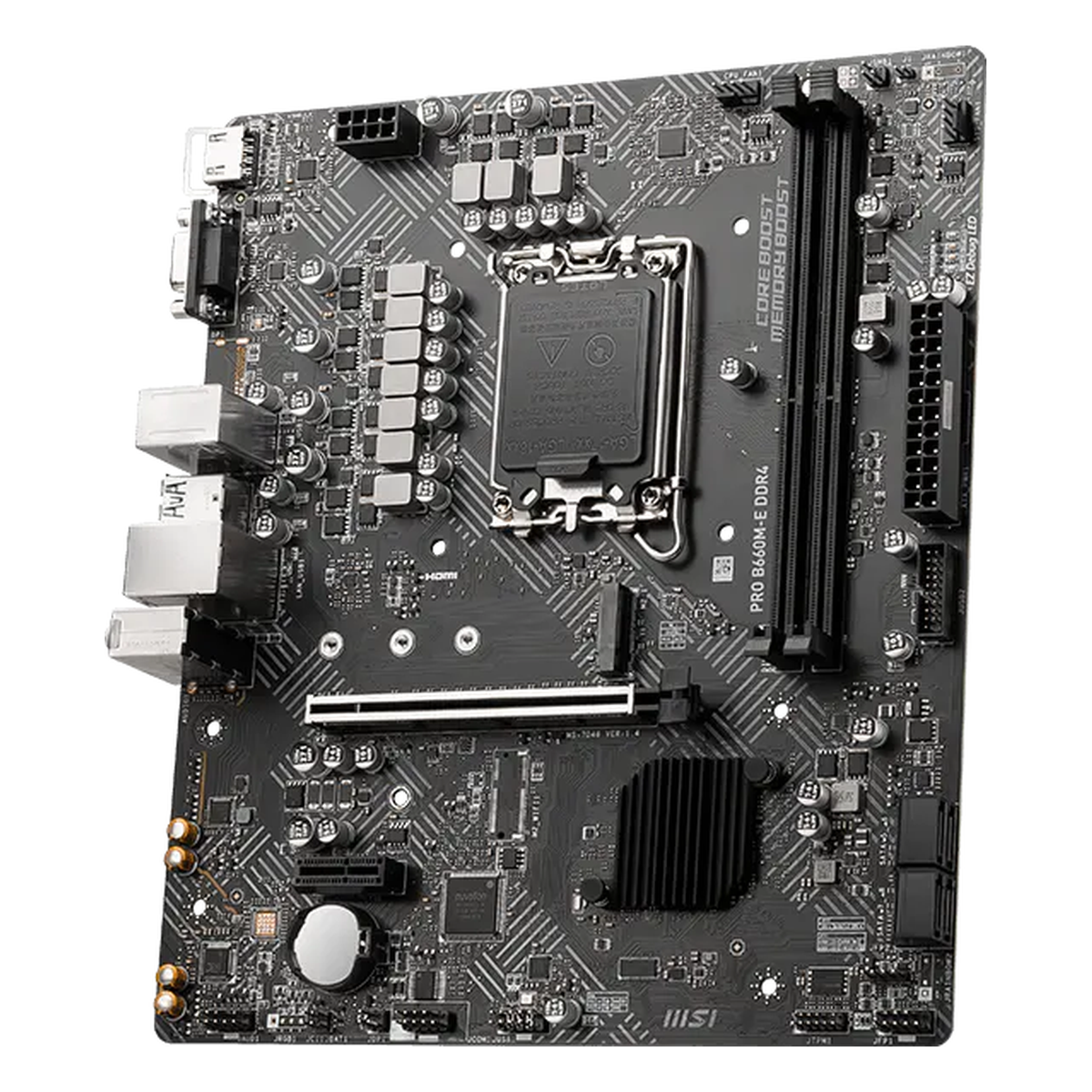 MSI PRO B660M-E DDR4 — angled