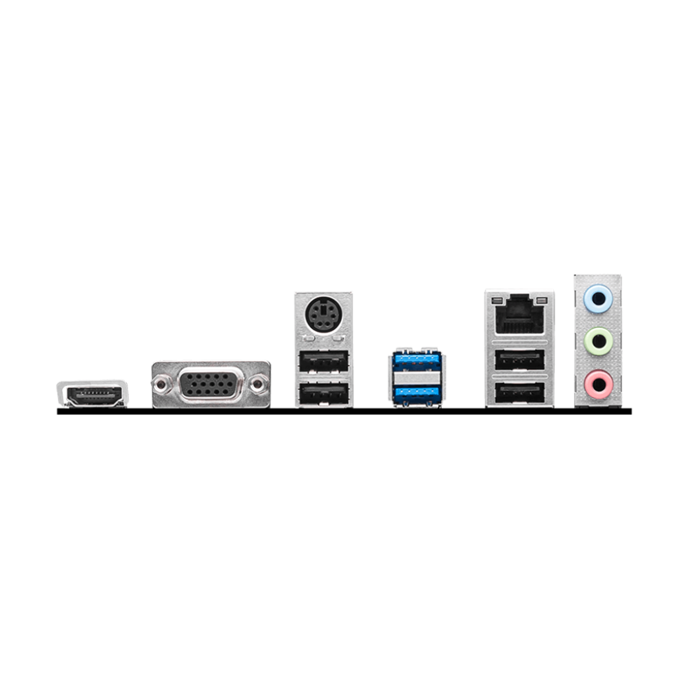MSI PRO H610M-E DDR4 rear I/O ports on white background