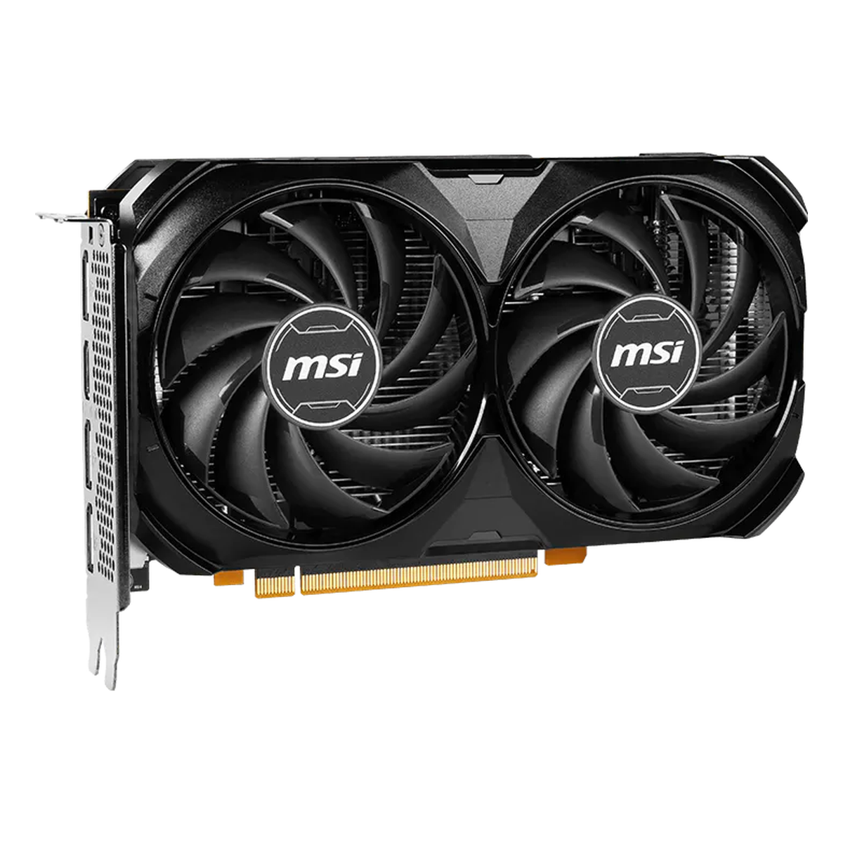 MSI RTX 4060 VENTUS 2X BLACK — angled, white background