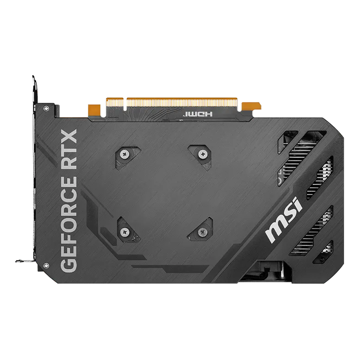 MSI RTX 4060 VENTUS 2X BLACK — backplate, white background