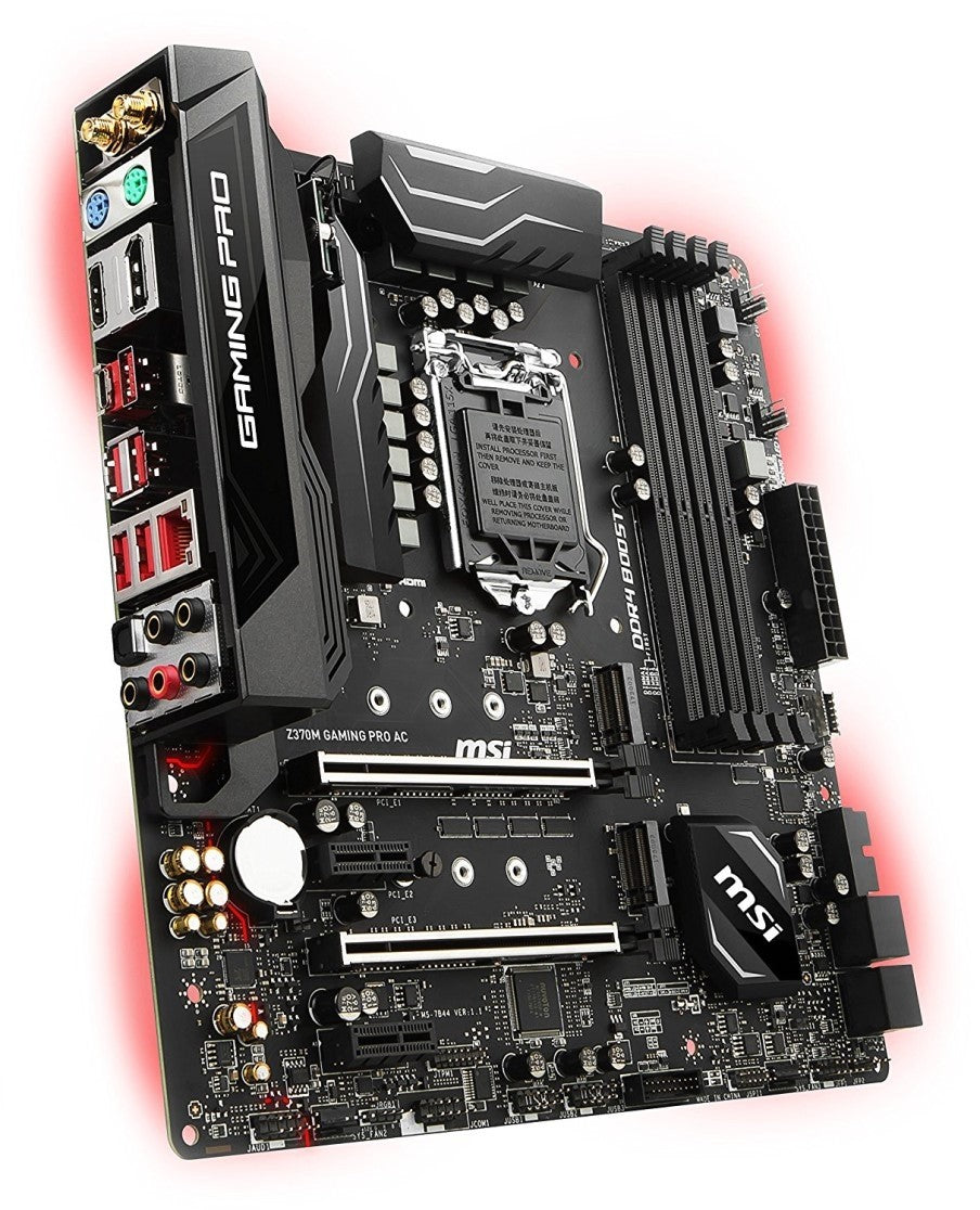 MSI Z370M Gaming Pro AC motherboard – rear connections stock view